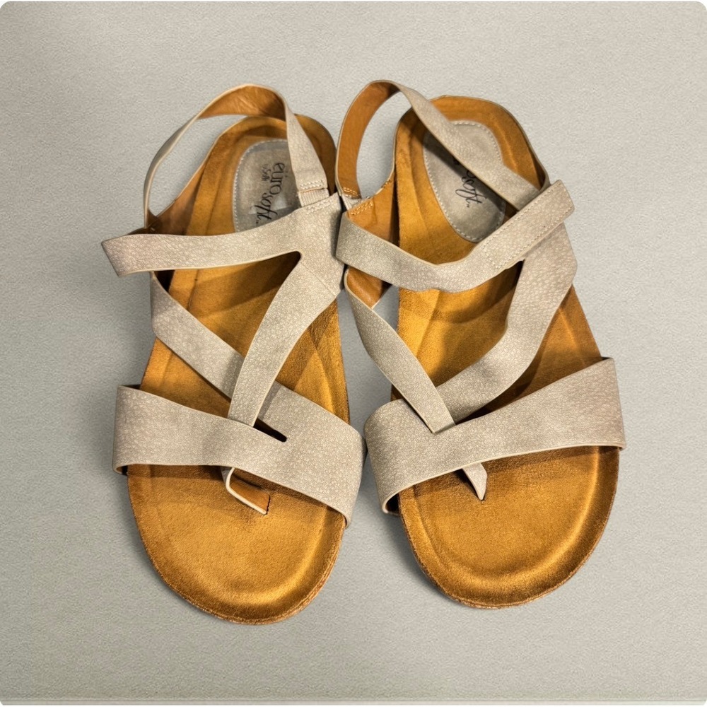 Eurosoft Strappy Sandals Beige Comfort Sandals Size‎ 10 Adjustable Straps